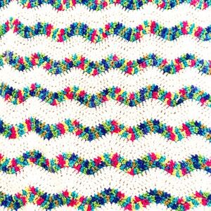 Hand Crocheted Baby Lap Blanket Rainbow Zig Zag Cottagecore Boho Throw 40x38